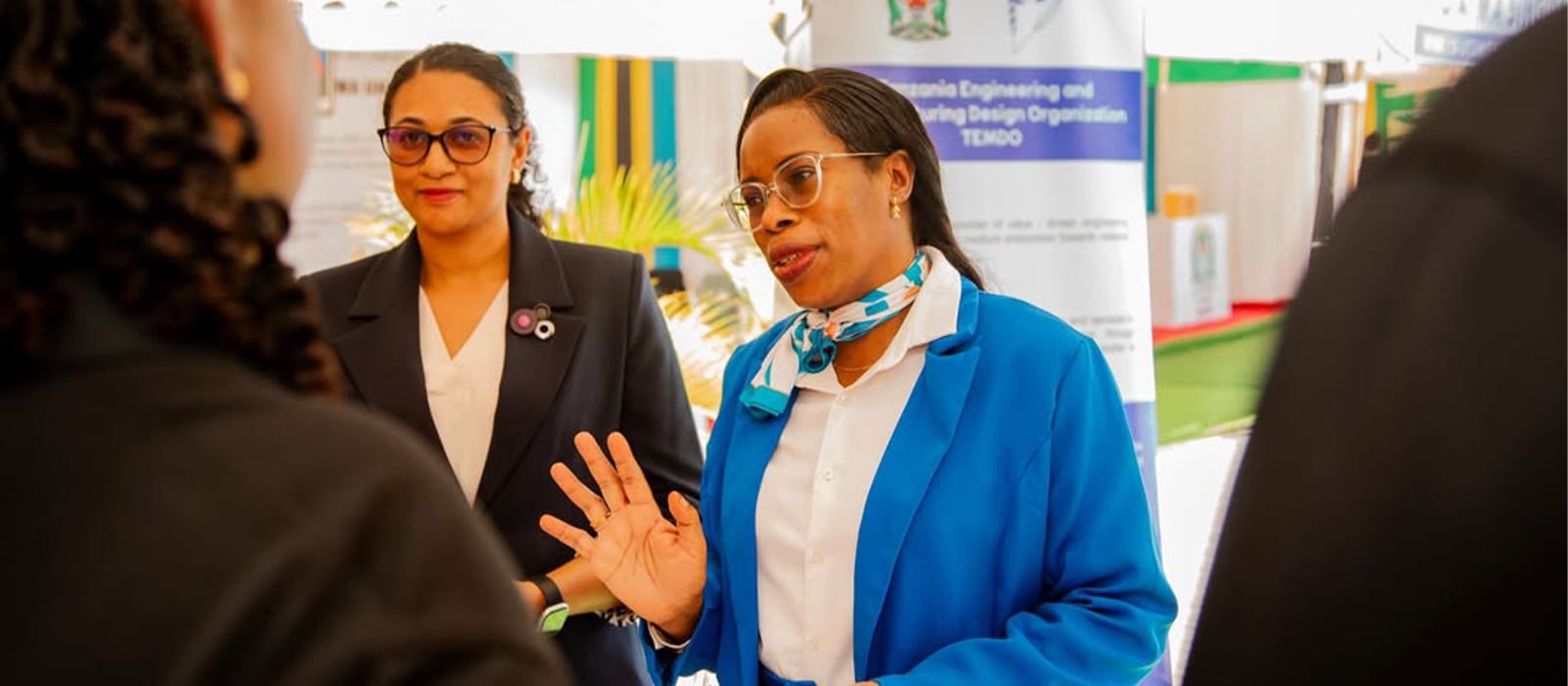 CBE Rector Prof. Lwoga visits the CBE booth at National Public Service Week in Chinangali Park, Dodoma